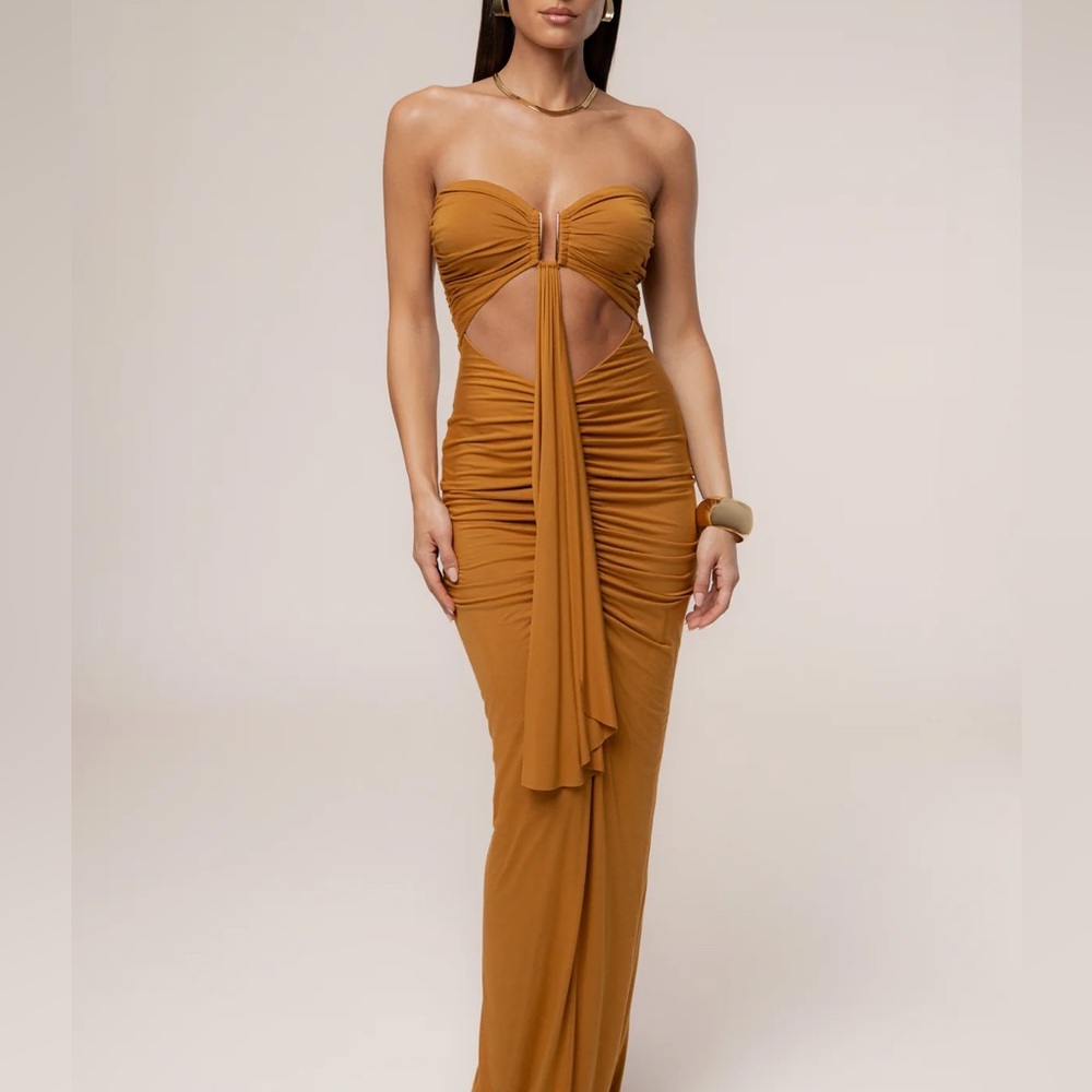 Bronze Atlantis Drape Maxi Dress